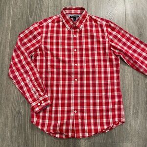 Banana Republic Red and White Plaid Men's Shirt